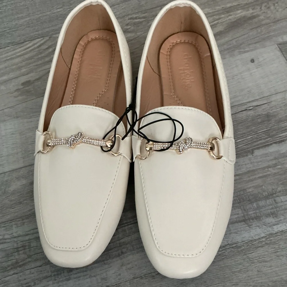 Charlotte Russe Cream Flat Loafers